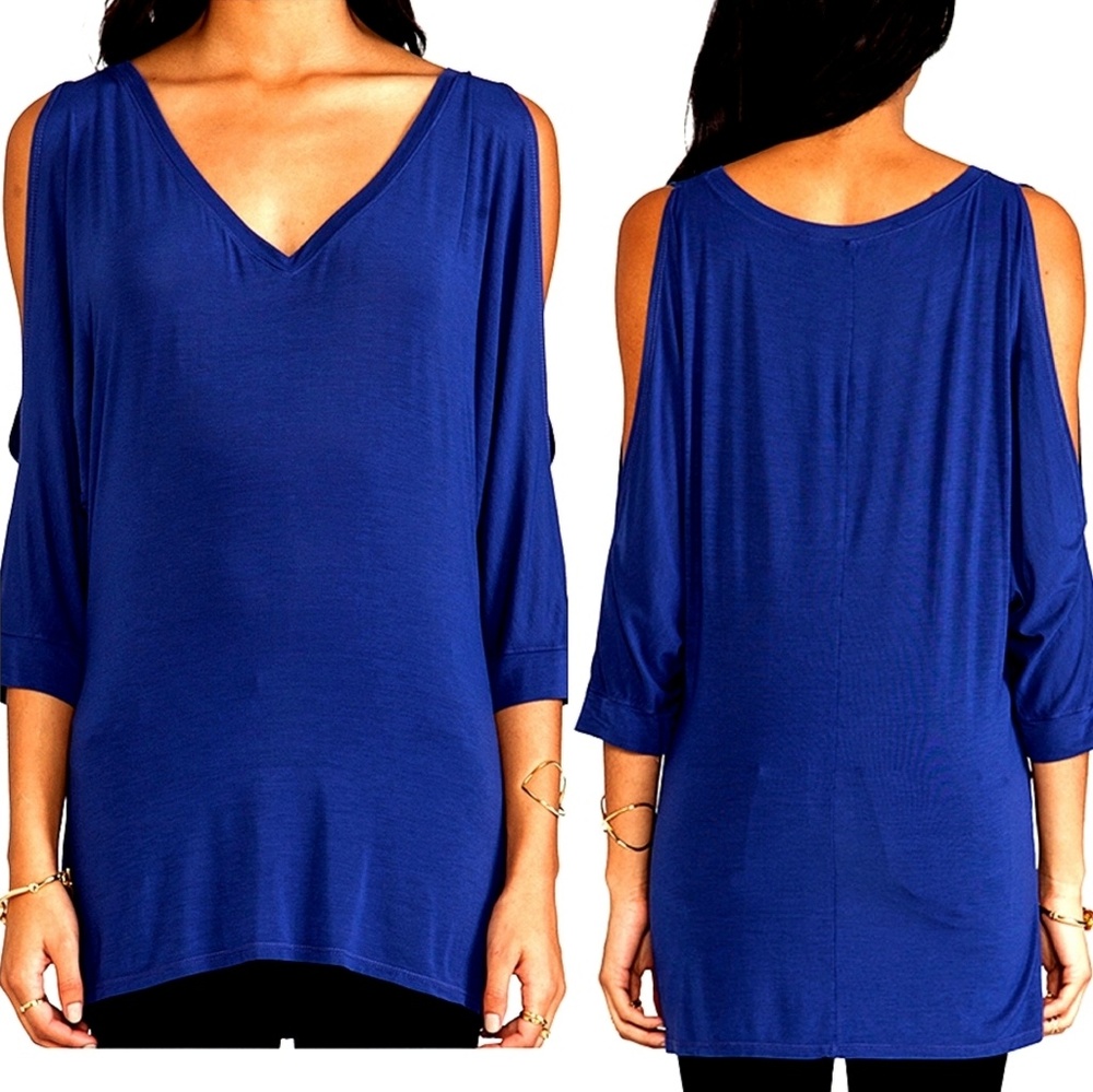 Michael Stars Women's Cold Shoulder 3/4 Sleeve Tunic Top